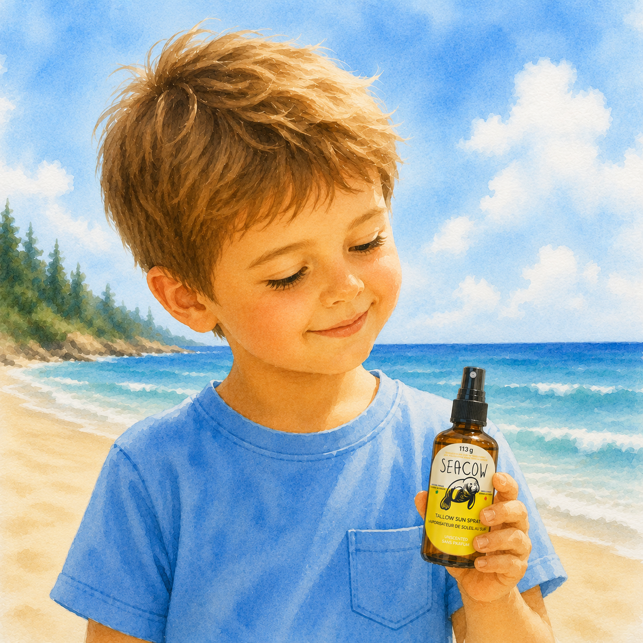 Spray Solaire au Suif et à l'Oxyde de Zinc - Protection Cutanée | Seacow Co.