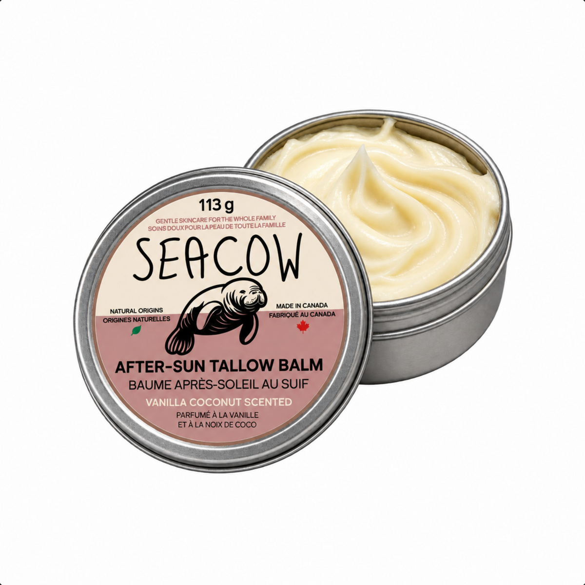 After-Sun Tallow Balm 113 g (4oz) - All-Natural Vanilla-Coconut Scented Moisturizer