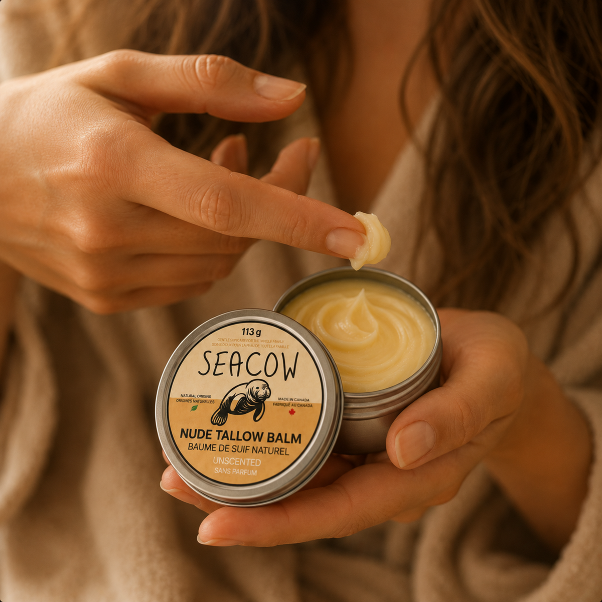 Nude Tallow Balm 113 g (4 oz) - Clean, Clear, Unscented All-Natural Moisturizer