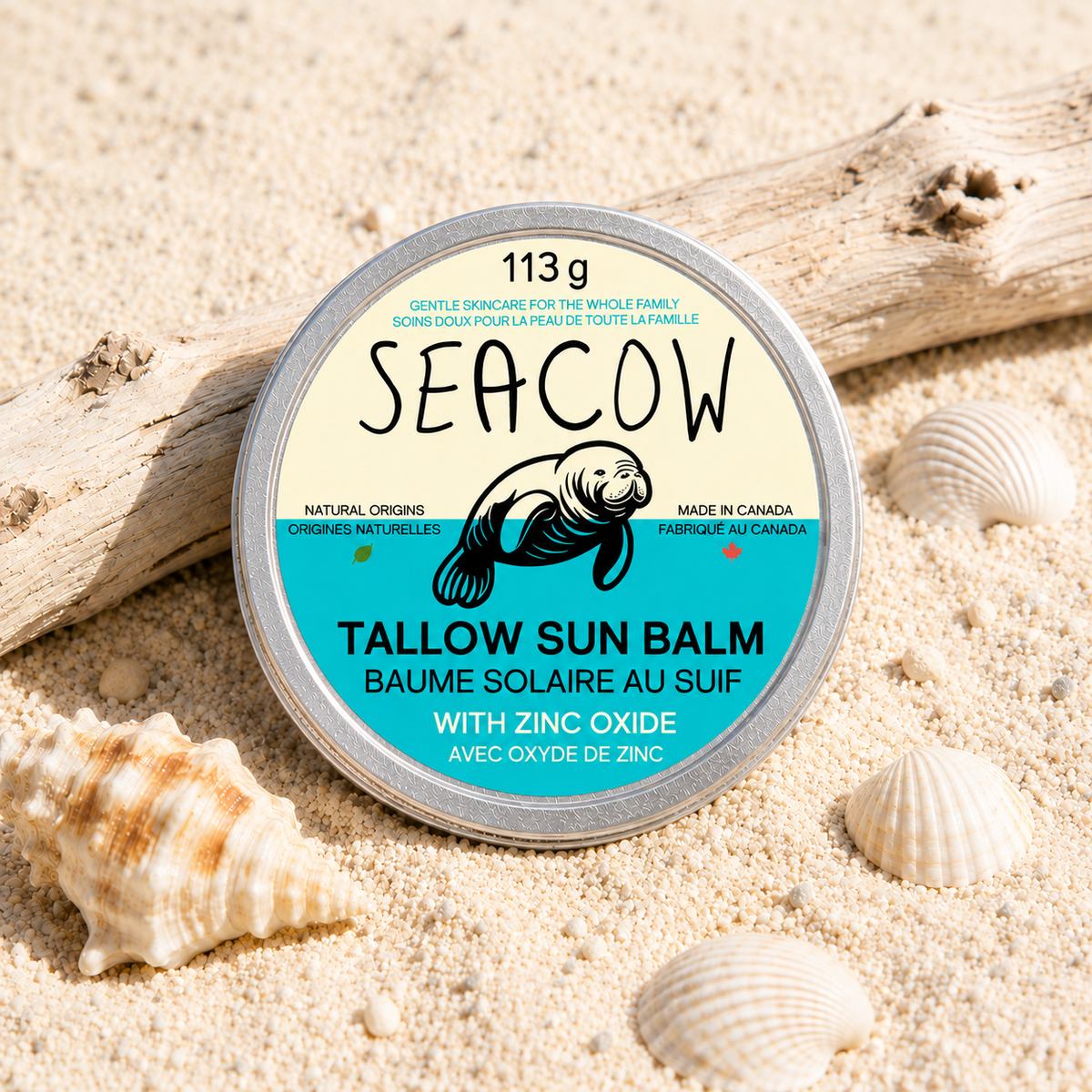 Tallow Sun Balm with 25% Zinc Oxide 113 g (4 oz) - Easy-to-Apply Daytime Moisturizer