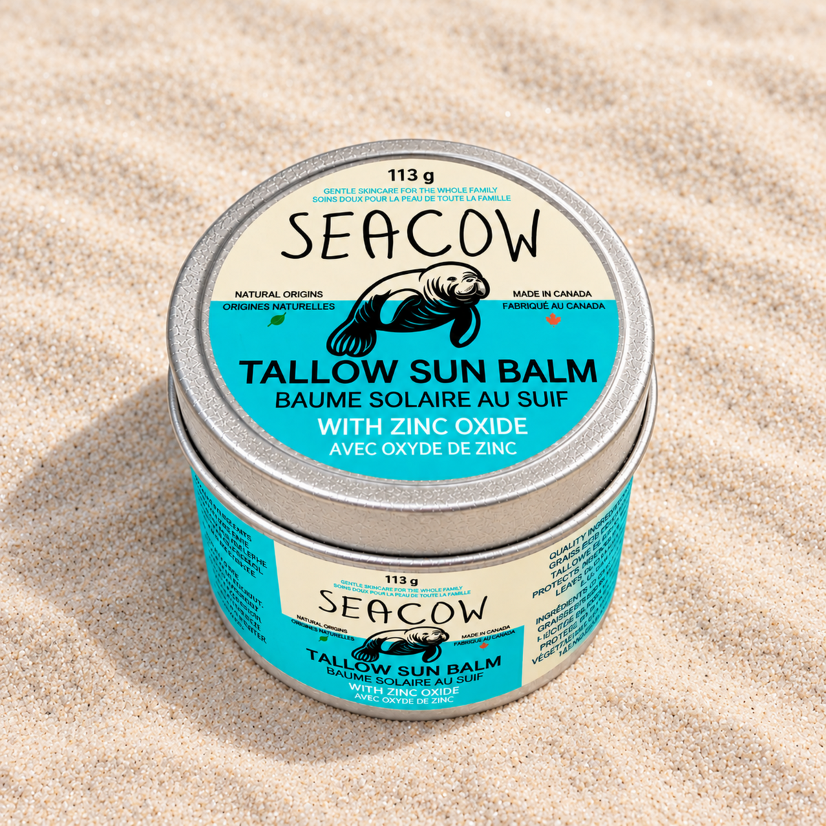 Tallow Sun Balm with 25% Zinc Oxide 113 g (4 oz) - Easy-to-Apply Daytime Moisturizer