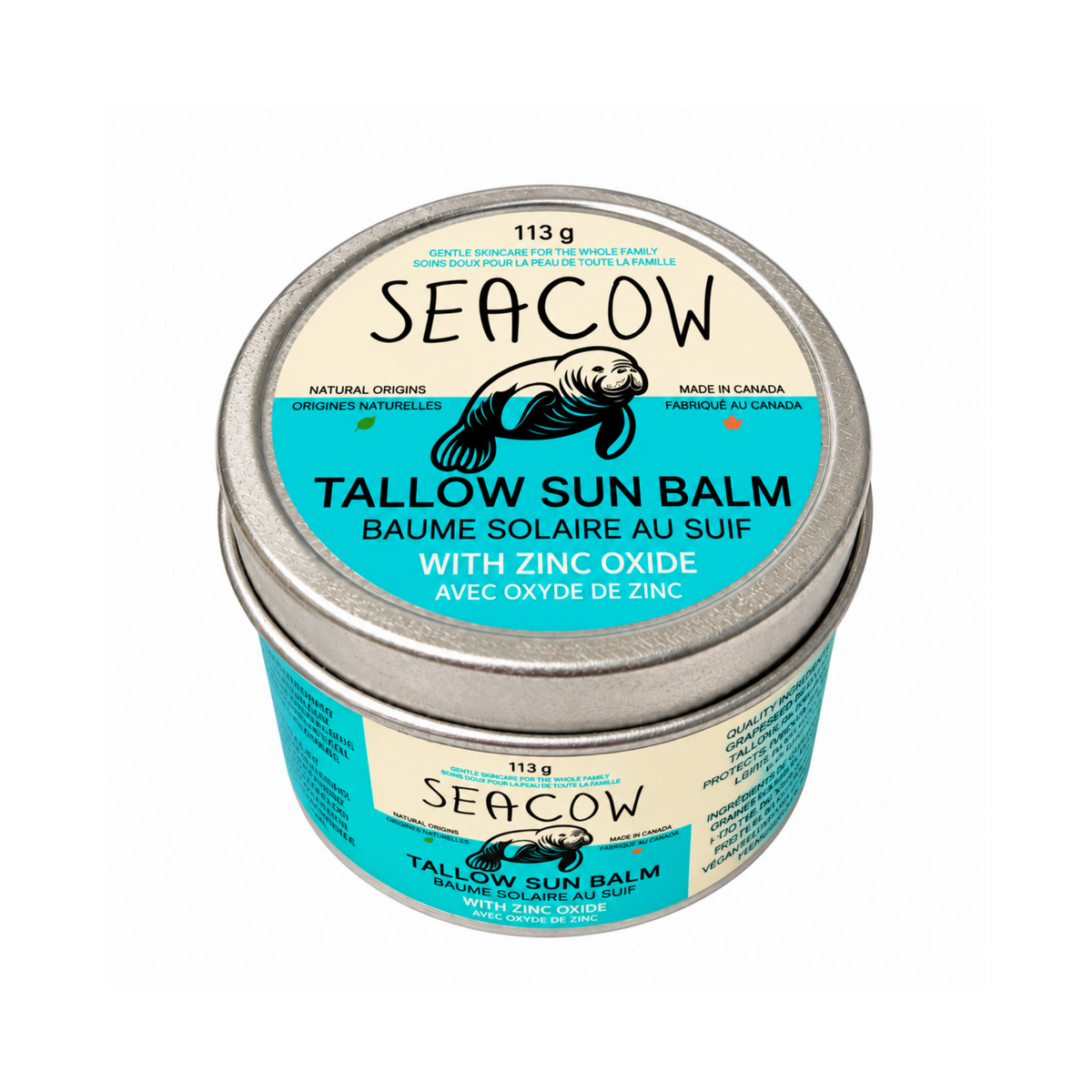 Tallow Sun Balm with 25% Zinc Oxide 113 g (4 oz) - Easy-to-Apply Daytime Moisturizer