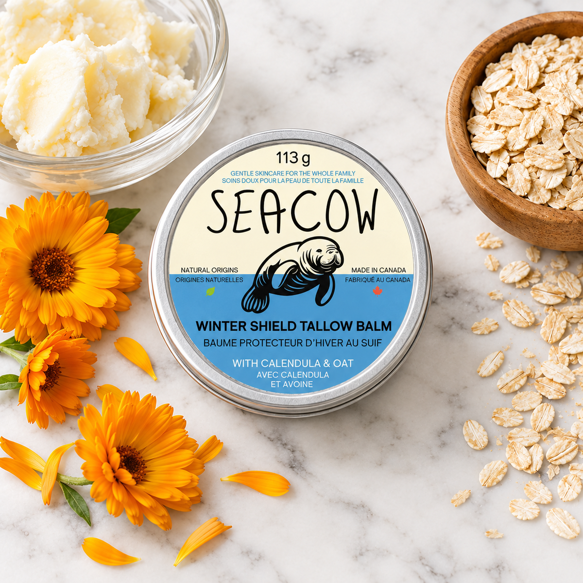 Winter Shield Tallow Balm 113 g (4 oz) - All-Natural Protection with Calendula and Oat